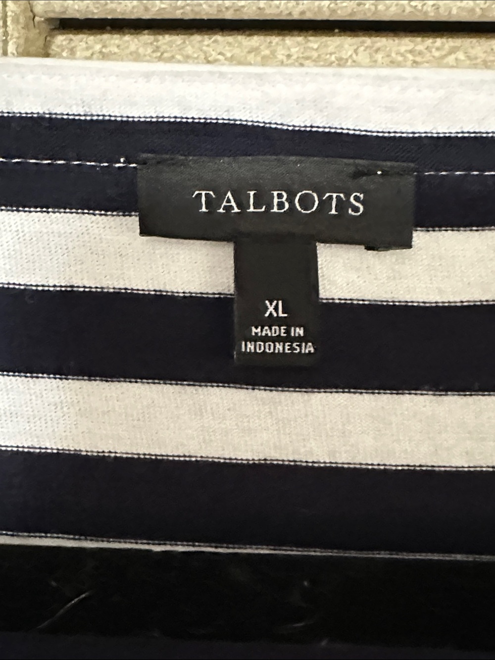 Talbots Navy and White Striped Puff-Sleeve Tee - Picture 5 of 8